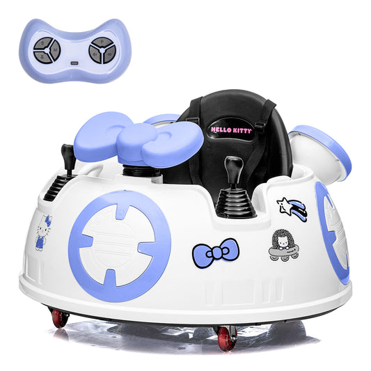 Hello Kitty Space Explorer Bumper Car - 6V Remote Control Car for Toddlers 1.5-5 Years Old, Toddler Car with Dual Motor & Seat Belts, Perfect Baby Car for Your Little One's Adventures