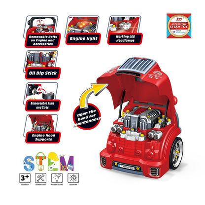 Big School Bus Engine Repair Toy Set